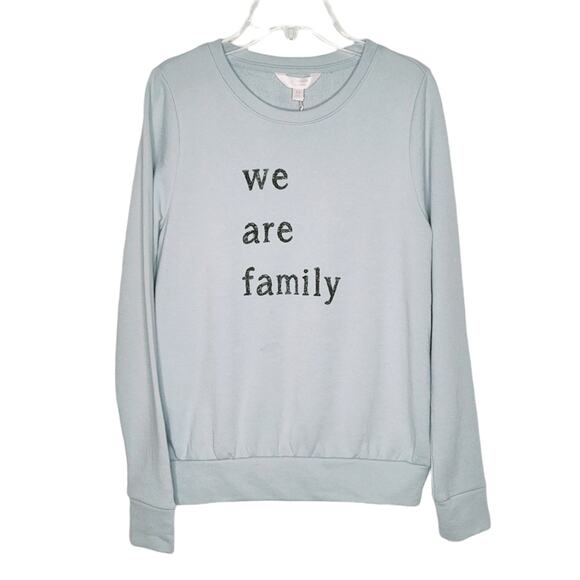 Lauren Conrad We Are Family Sweatshirt Light Blue/Green XS New With Tag - Picture 1 of 6